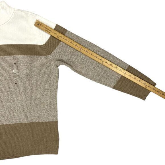 Karen Scott Colorblock Mock Neck Sweater Womens Sz XL Brown Casual Pullover New - Picture 14 of 16